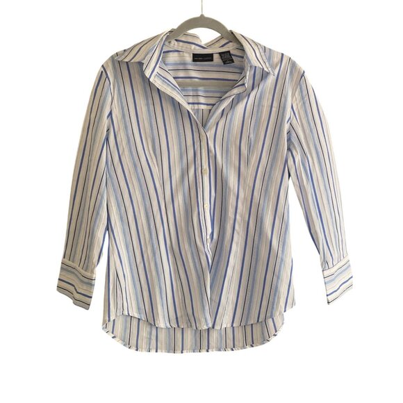 New York Co Stretch Blouse Stripe LS Button Front Women Large Lot of 2 - Picture 10 of 16